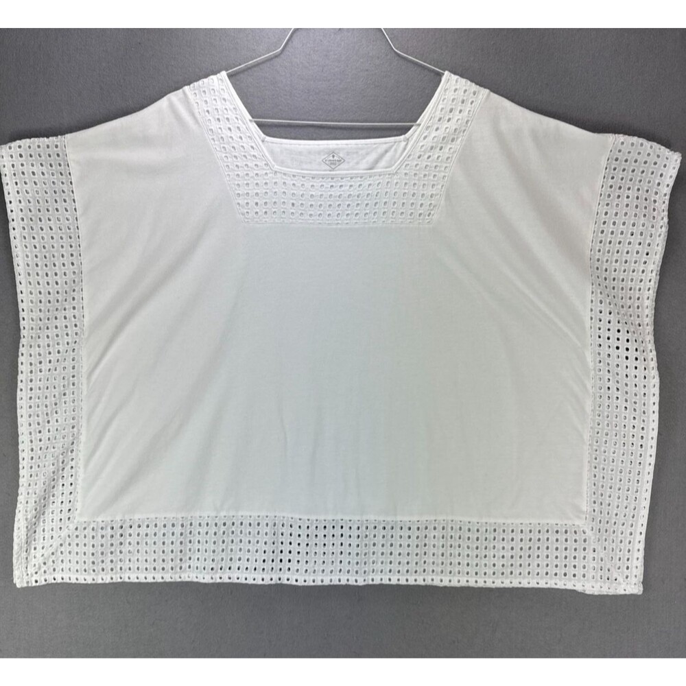 St. Johns Bay Top Women's 2X Plus White Tee Shirt Boho Cottagecore Hippie Beach